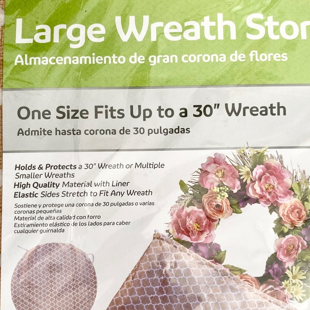 π NEW Large Wreath Storage Nylon Bag Tan White - Picture 5 of 5
